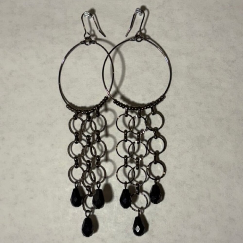 Formal Gunmetal Long Earrings from Express